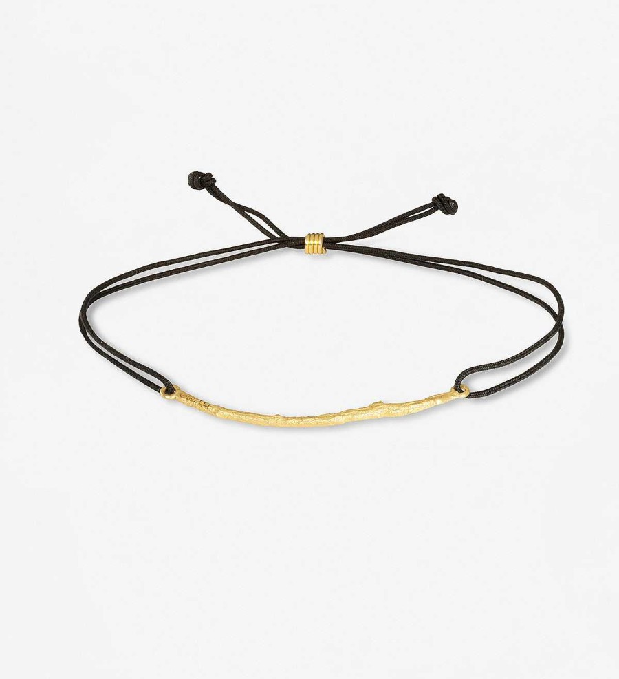 New Brazalete Oro 18K 4,3 Cm Con Hilo Negro