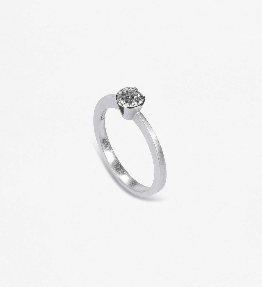 New Solitario Oro Blanco Con Diamante 0,61Ct Vs1 F