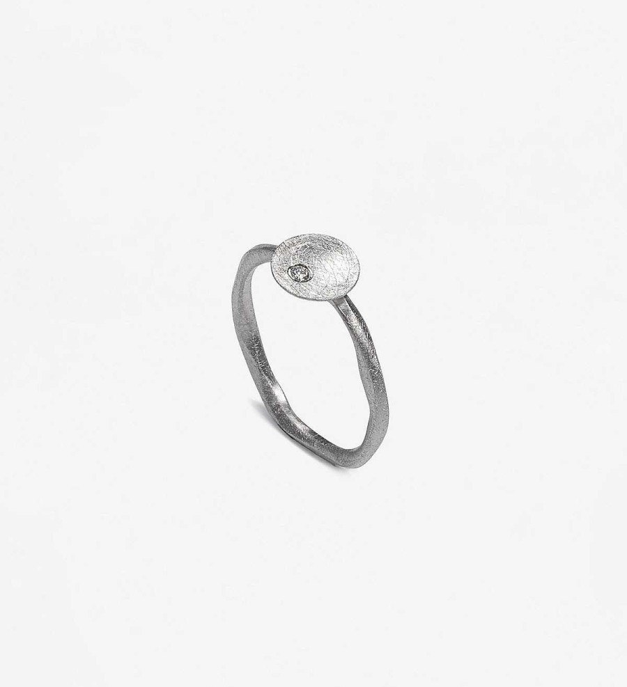 Clearance Anillo Oro Blanco Fl 8Mm Con Diamante 0,025Ct