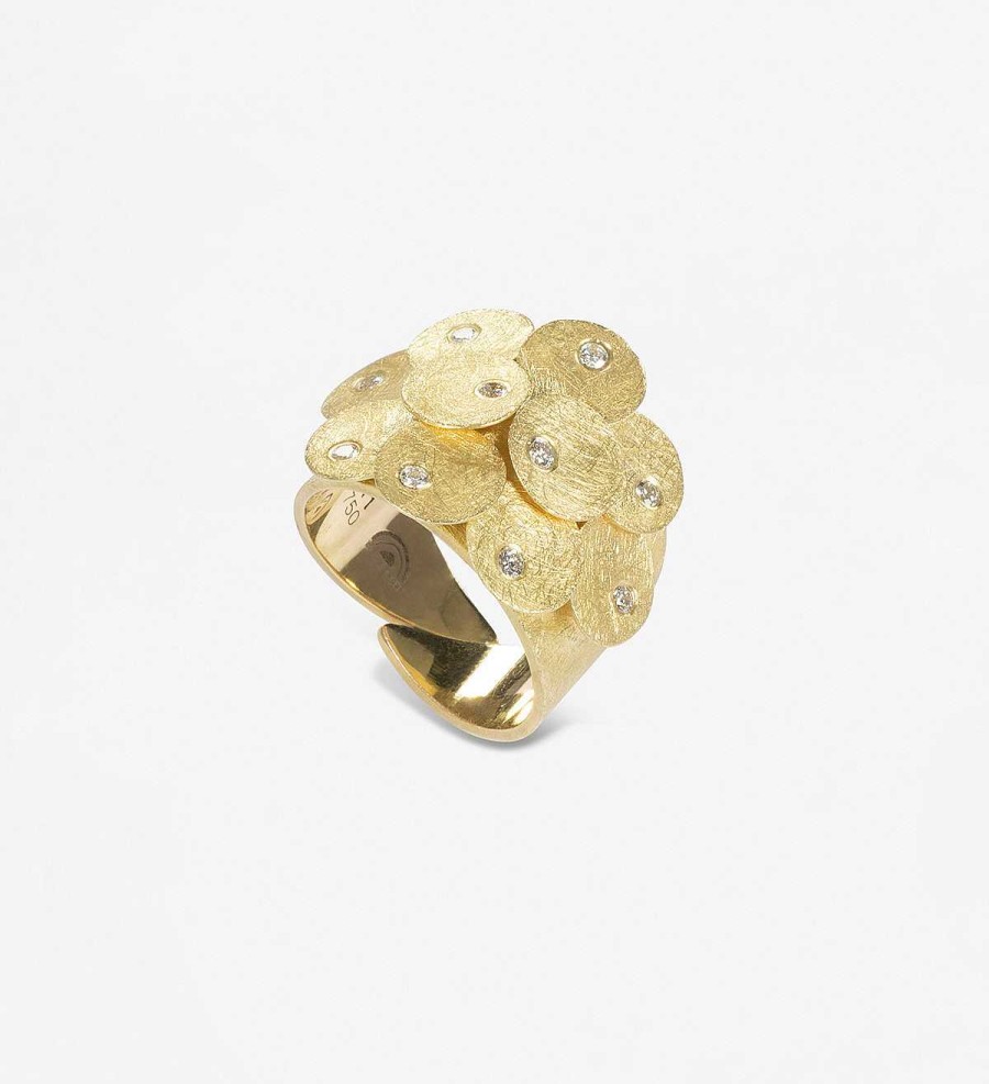 Clearance Anillo Oro Fl 20Mm Con Diamantes 0,25Qt