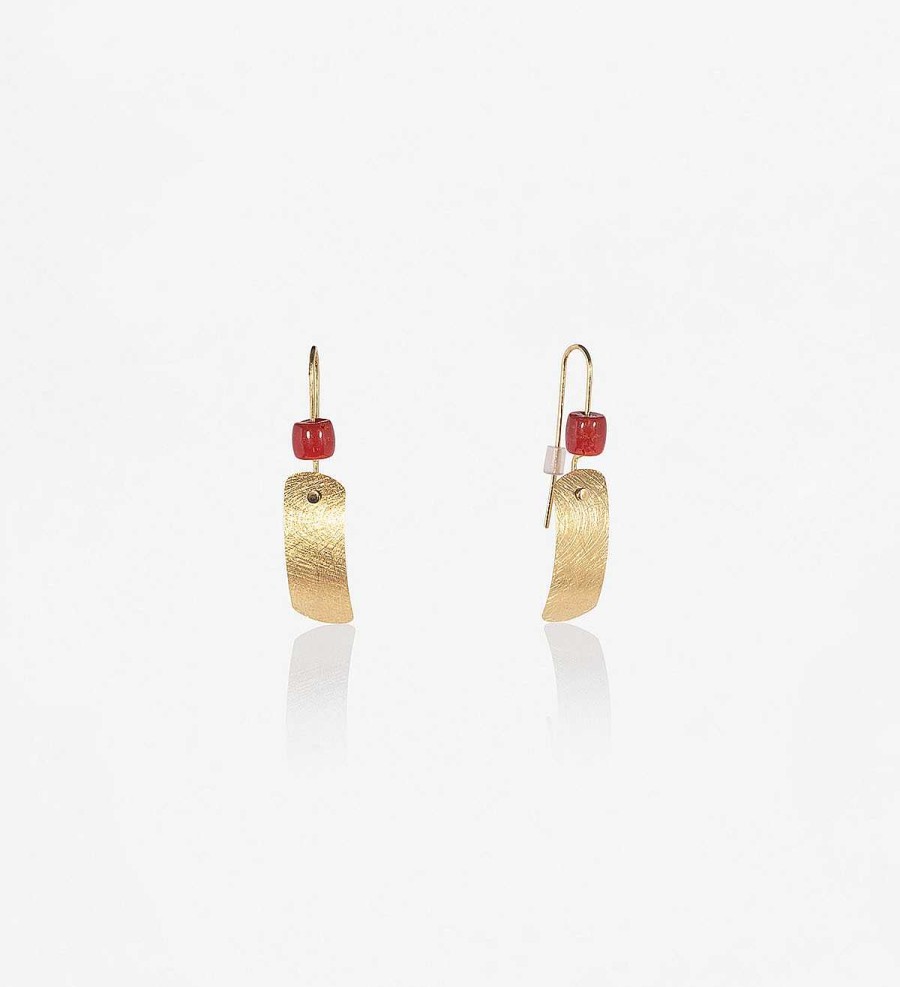 Hot Pendientes Oro Y Coral Posid Nia 25Mm