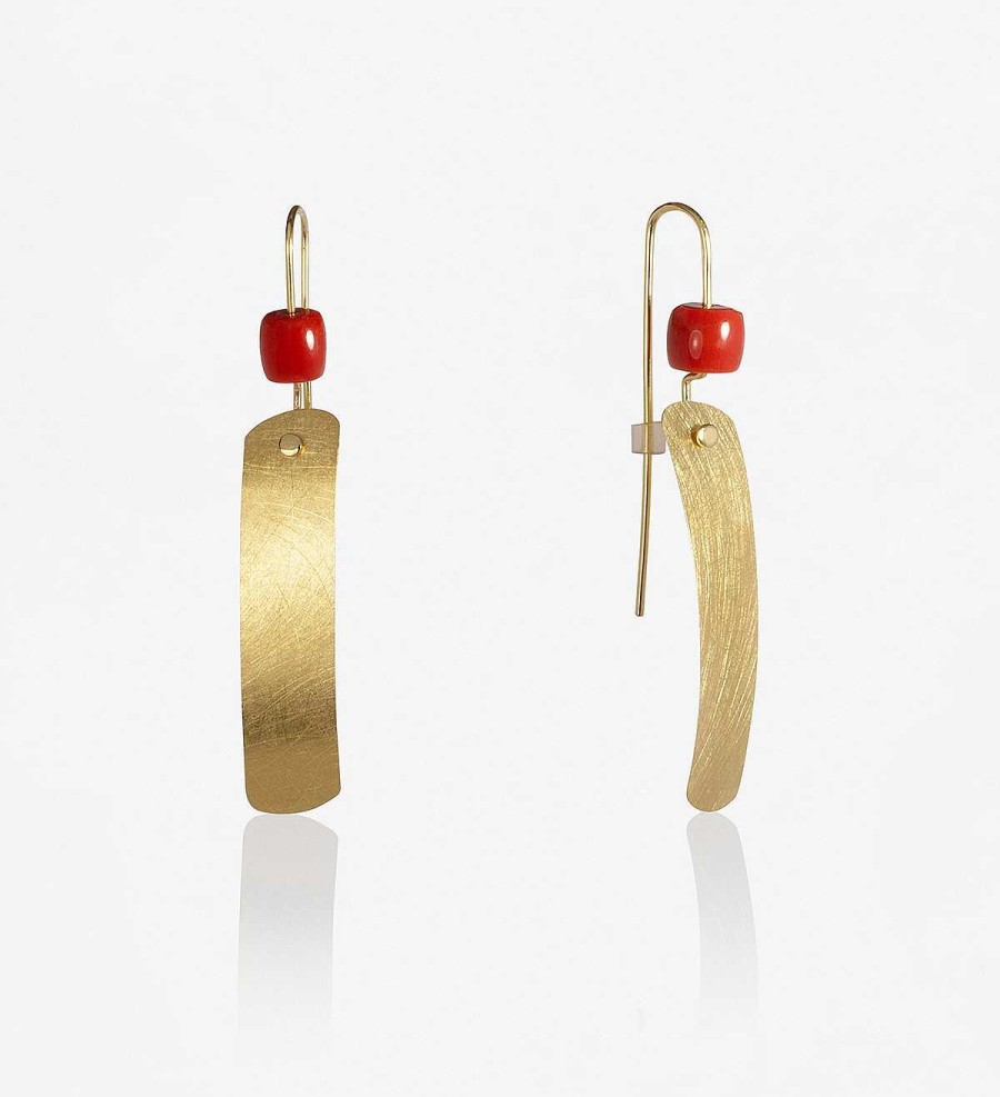 Hot Pendientes Posidonia Oro Y Coral 65Mm