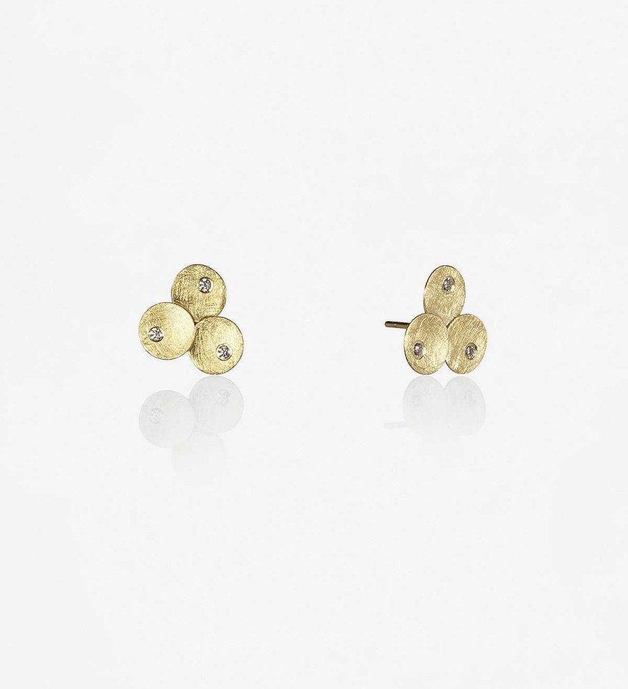 Best Pendientes Oro Fl Con Diamantes 0,15Ct